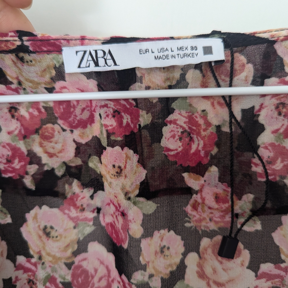 Zara Floral Sheer Blouse